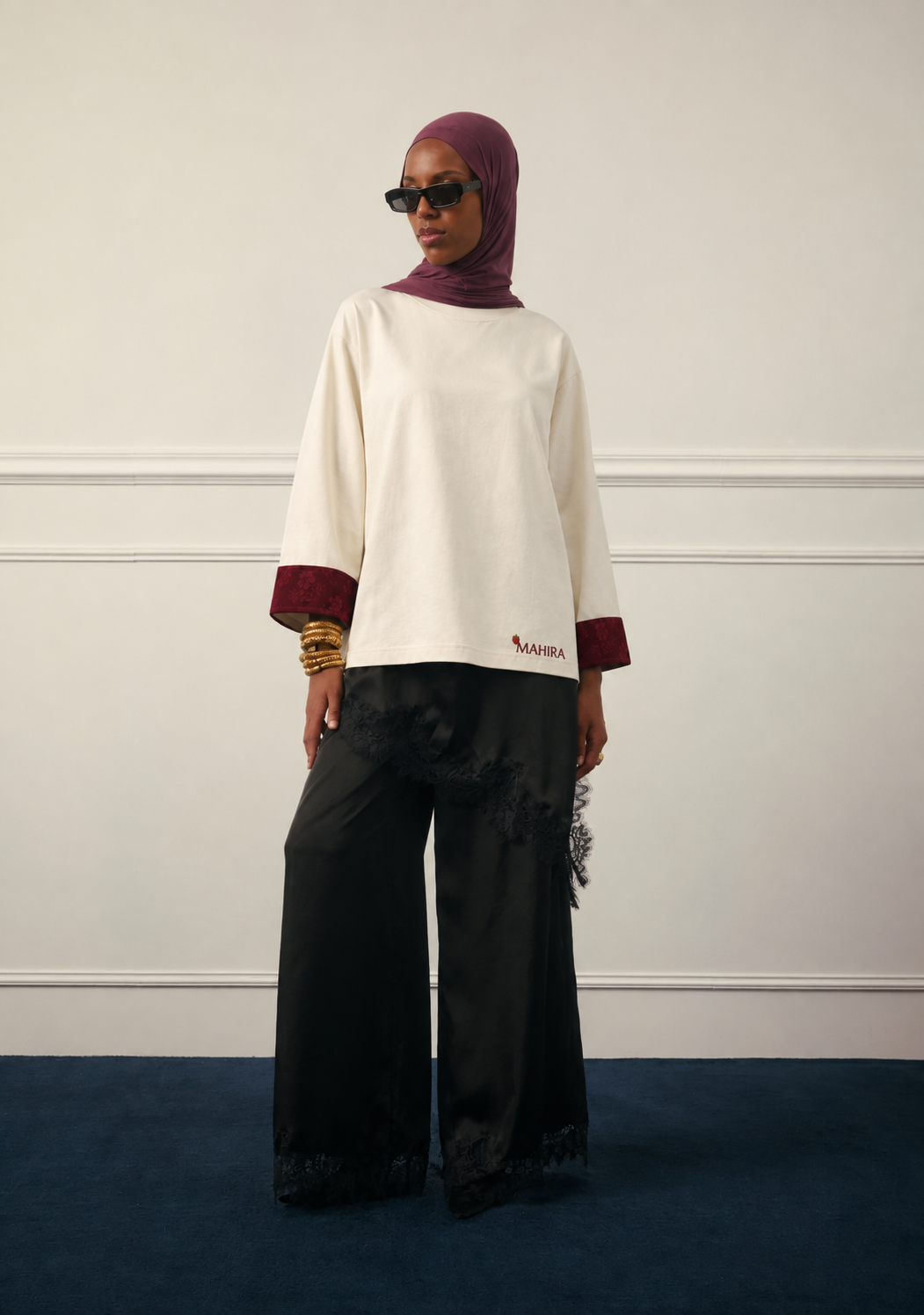 Le T-shirt Mehira - Crème & bordeaux